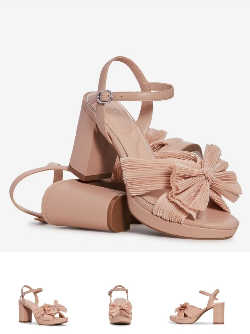 Kelly & Katie Blush Pink Bow Block Heel Sandals